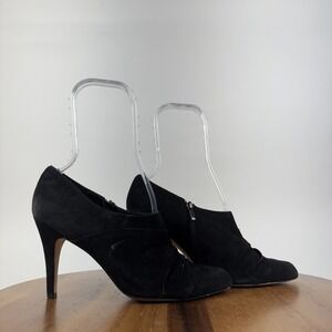 Womens Saks Fifth Avenue Cynthia Black Suede Casual Heeled Ankle Bootie Size 7.5